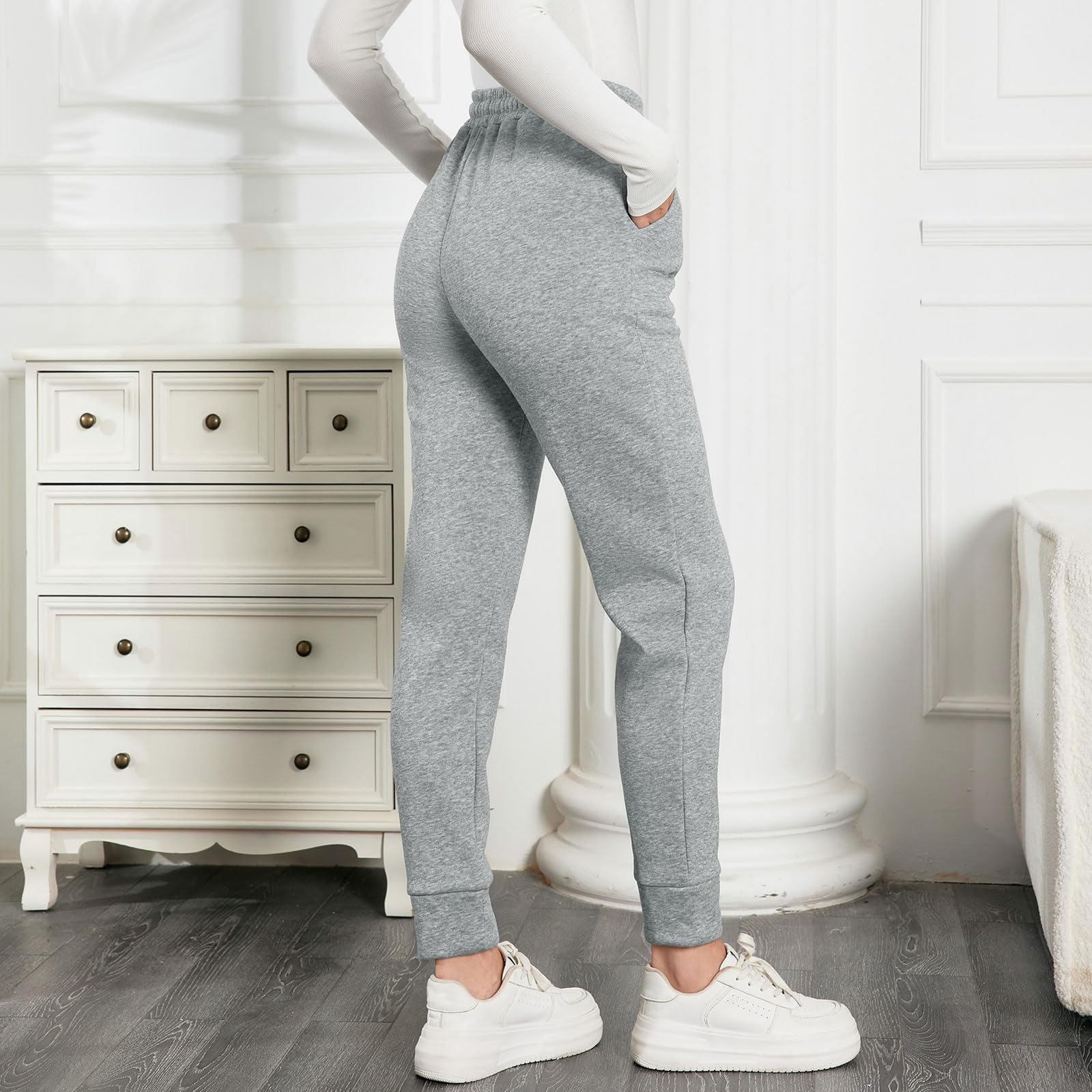 EDOTON Pantaloni da Jogging Donna Caldi Sportivi Pantaloni Termici Ispessiti in Pile Invernale Foderati con Tasche Pantaloni da Allenamento con Coulisse S-XL