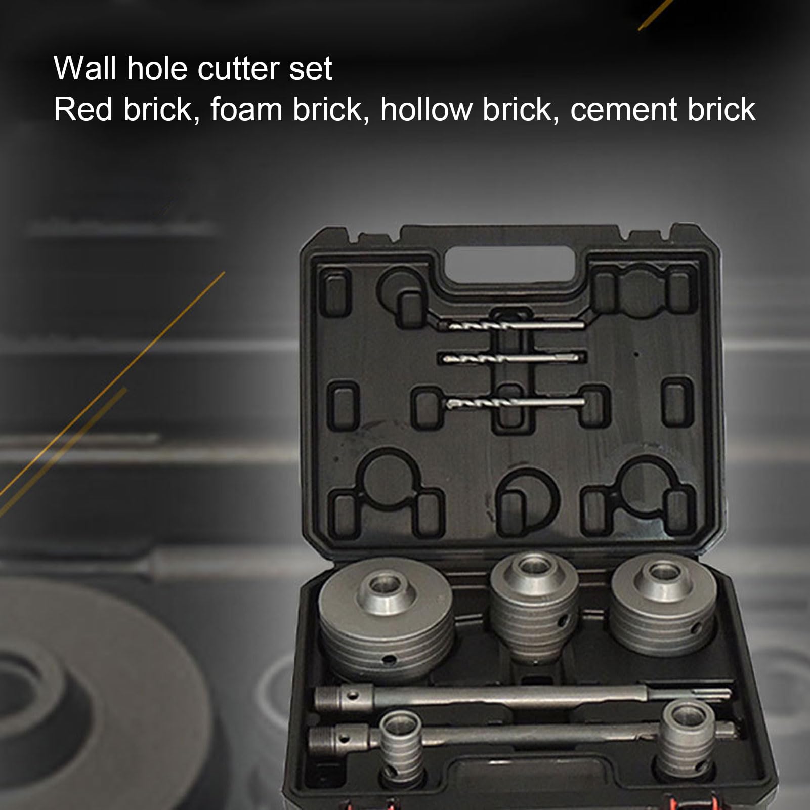 Gedourain Kit de Sierra Perforadora para Hormigón, Juego de Brocas de Acero de Tungsteno Resistente para Instalar Sistemas HVAC y Fontanería, Caja de Almacenamiento Portátil para Profesionales