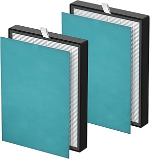 KJ203F True HEPA Replacement Filter Compatible with Colzer 142C, Mooka KJ203F, Elechomes KJ203F-142, PURO XYGEN P500 Air Purifier, Model Number KJ203F-142-01-D, 2 HEPA Filter + 2 Pre-filter