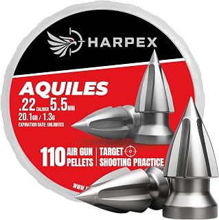 Harpex Aquiles .22 Cal Airgun Pellets – 20.1 Grains Pointed Arrowhead Design – 12.2 mm / .48 in Length – Clean Target Entry & Precision Performance