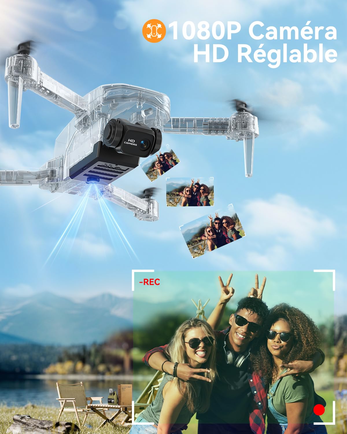 FERIETEL T29 Drone avec Caméra 1080P– Drone pour Enfants/Adultes, Quadricoptère RC pour Débutants, Mode Sans Tête, 3D Flip, 30 Minutes, Cadeau Jouet pour Enfants
