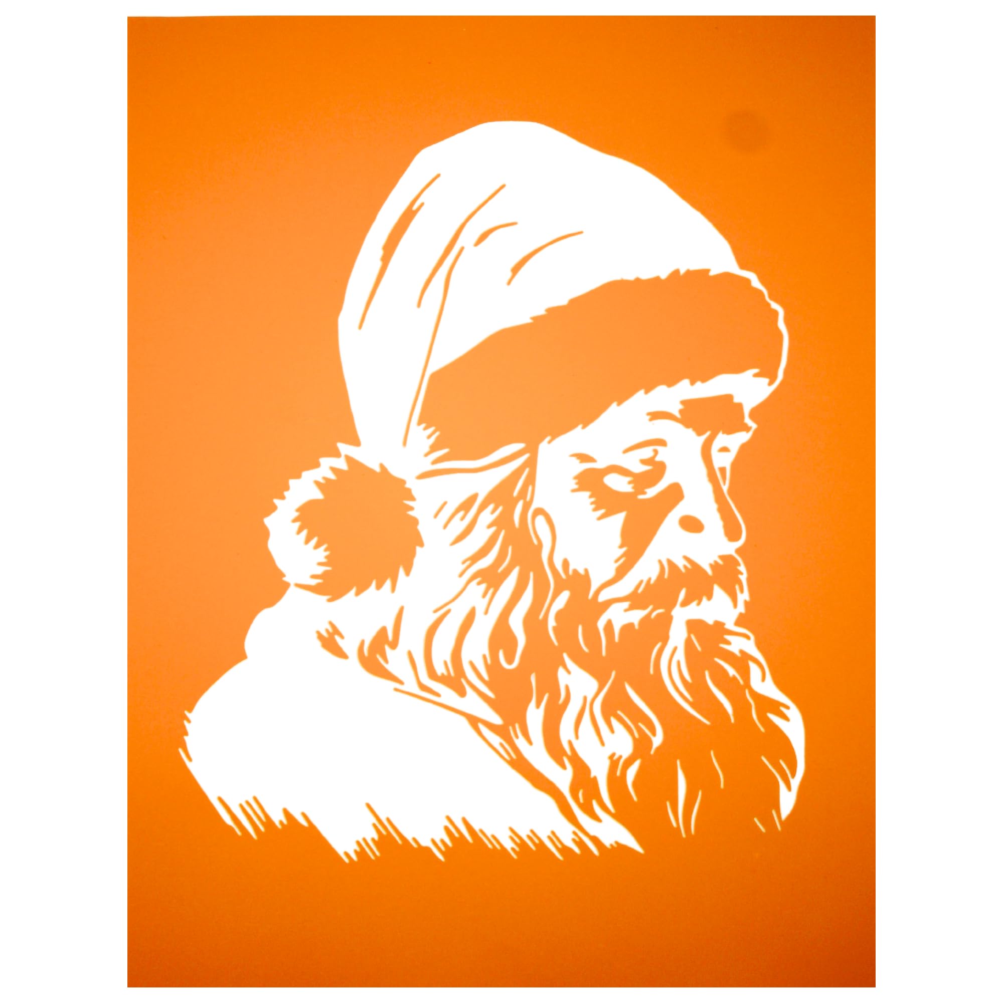 Torch Paste Stencil | Detailed Santa Bust | Reusable Adhesive Mesh Stencil | 8.5" x 11" | Washable | Great for DIY Arts & Crafts | Use for Wood Burning, Chalk Paste, Ink and Etching Holiday Art