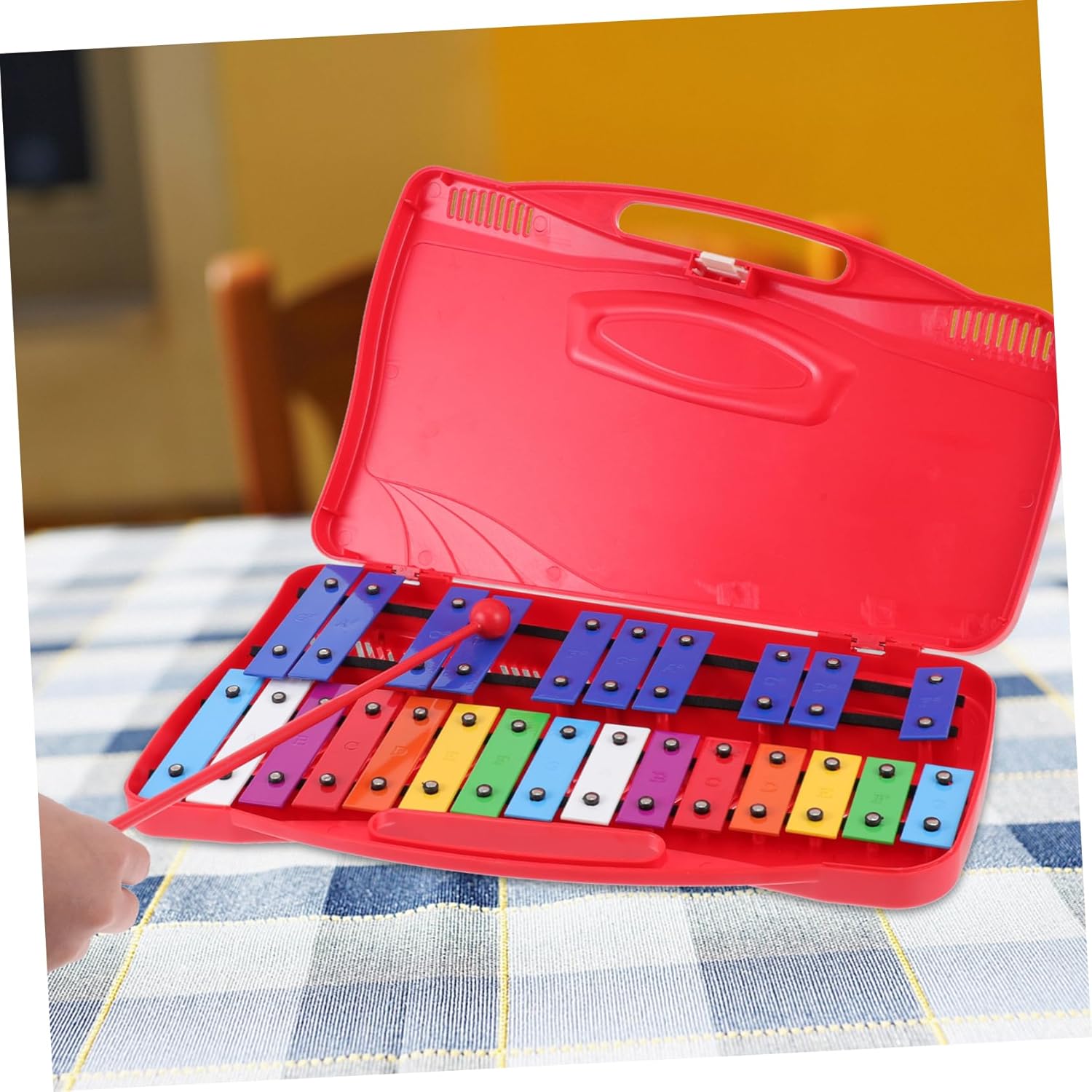 Abaodam Note Colorful Metallophone Musical Toy for Boy Girl Percussion Instrument with Aluminum Plates Educational Music Development for Toddlers Red Design