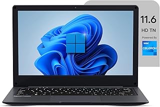 EBook 11.6" HD Laptop | Best Student & Office Work Laptop | Celeron N4020 | 4GB DDR4 | 128GB eMMC + M.2 SSD Expandable Slot | Win 11 Home |31Wh Battery | UHD Graphics 600 | Black