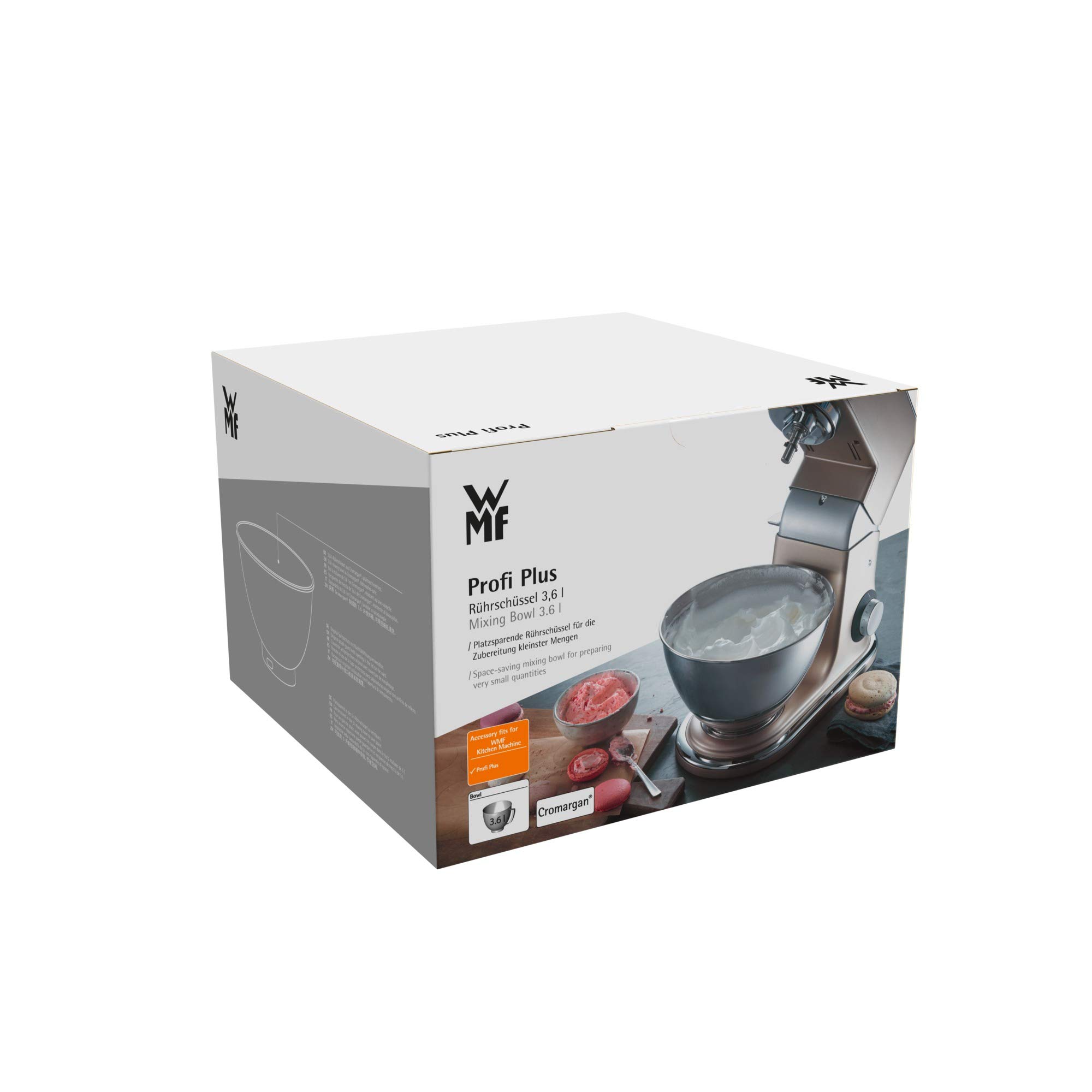 WMF Profi Plus miska do mieszania 3,6 l do robota kuchennego WMF Profi Plus, Cromargan wysoki połysk, oszczędność miejsca, metaliczna