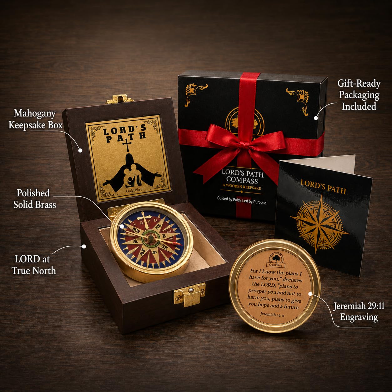 Brújula del camino de Dios – Regalo de comunión y confirmación para adolescentes | Regalos religiosos de bautismo para hombres, cristianos, católicos, graduación, regalo sentimental e inspirador