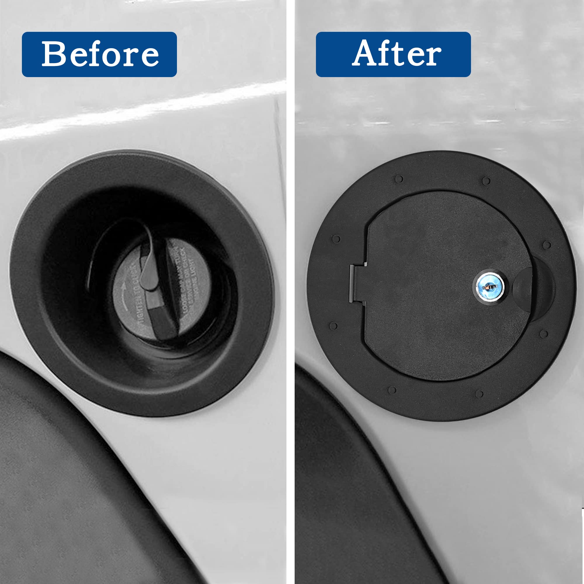 JK Fuel Filler Door Cover Replacement For Jeep Wrangler 2007-2018 - Black ABS Plastic