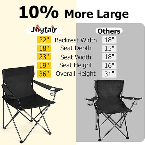 Miniatura 4 de Joyfair Silla de camping portátil, sillas plegables para césped al aire libre para adultos, sillas plegables grandes resistentes para playa, pesca,