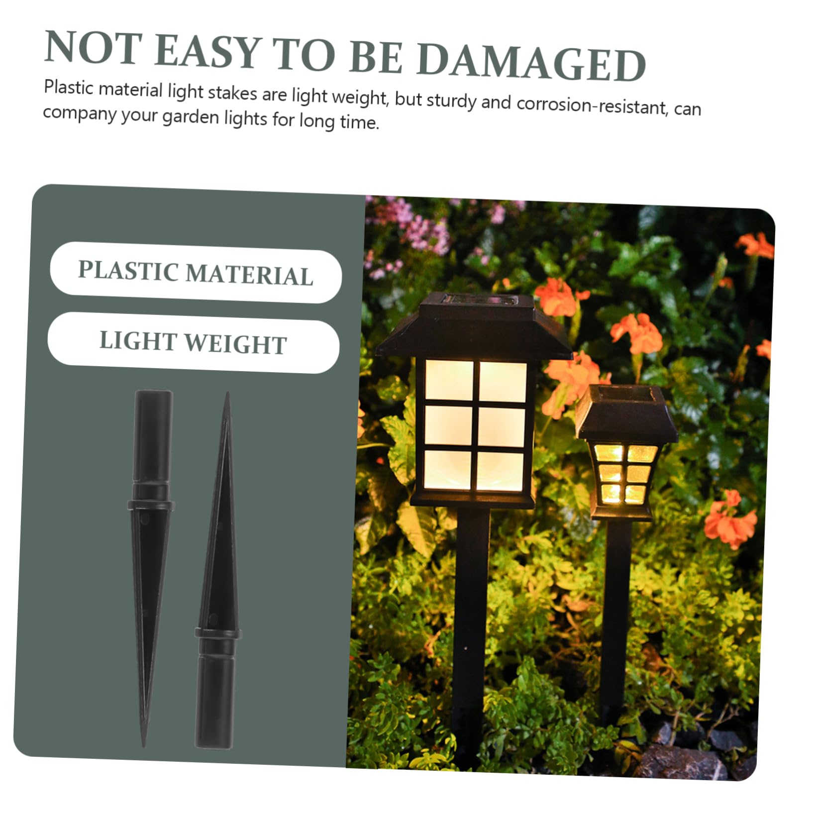 Piquets De Terre ABS Pour Lampes Solaires Jardin - Lot De 10 - Remplacement Résistant - Installation Facile Sans Outils - Éclairage Extérieur - 3