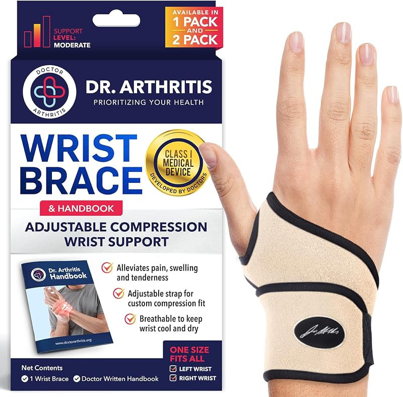 Muñequera desarrollada por médicos – Muñequera para artritis del túnel carpiano, tendinitis, soporte de mano – Ideal para fitness, levantamiento de pesas – Manual incluido (desnudo, 1 paquete, muñequera)