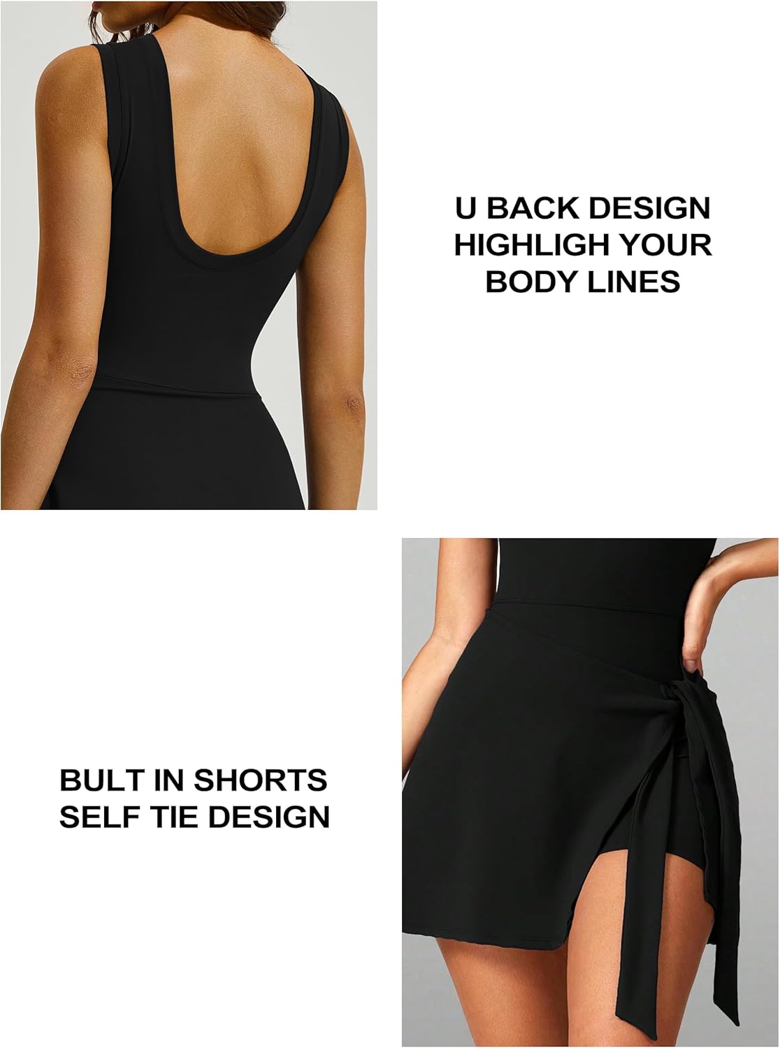 Tennis Dress for Women Sleeveless High Neck Workout Romper Built in Shorts Golf Athletic Dress - Image 2