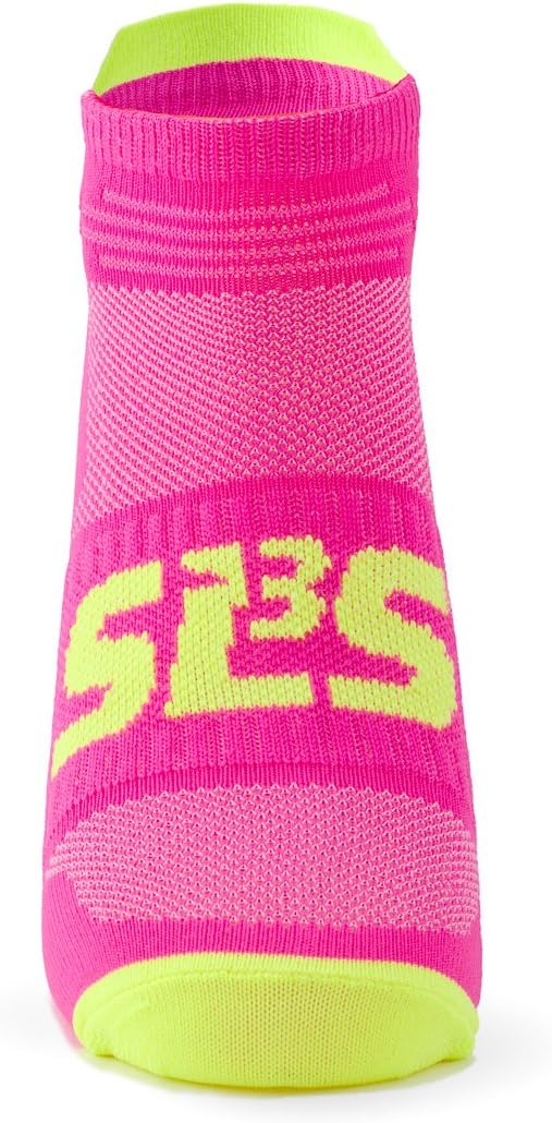 SLS3 Thin Running Socks for Women & Men - Neon Running Socks for Men & Women - Blister Prevention Neon Ankle Socks for Runner