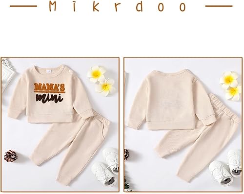 Miniatura 5 de Mikrdoo Conjunto de ropa para bebé y niña, conjunto de pantalones y tops para otoño e invierno