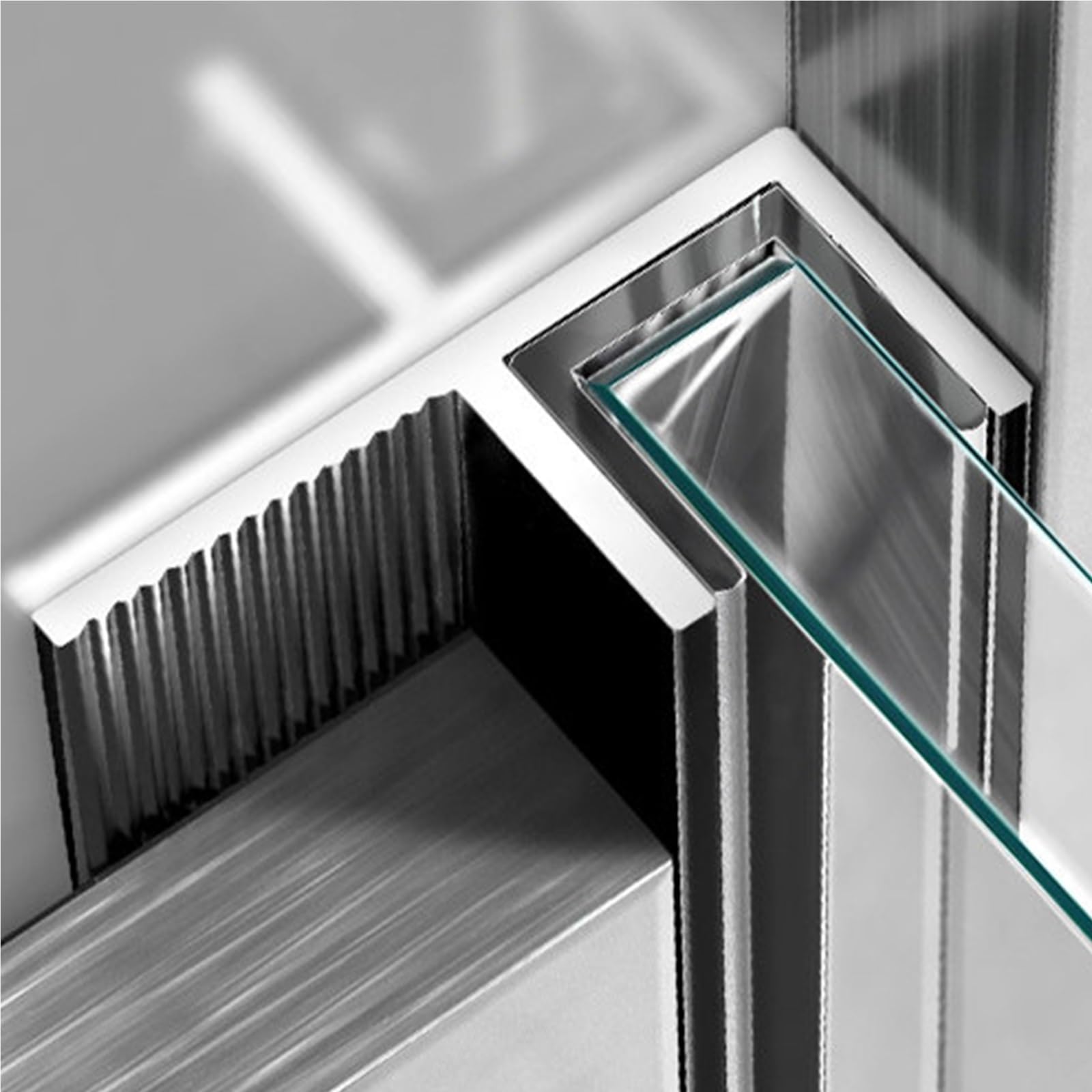 Yllffll T-2/7" Frameless Shower Door Channel For Indoor Shower Enclosure & Outdoor Terrace Glass, Customizable Glass Shower Door Bottom Guide F/T- Channel, Gray(/7,L-4.3Ft/1.3M)