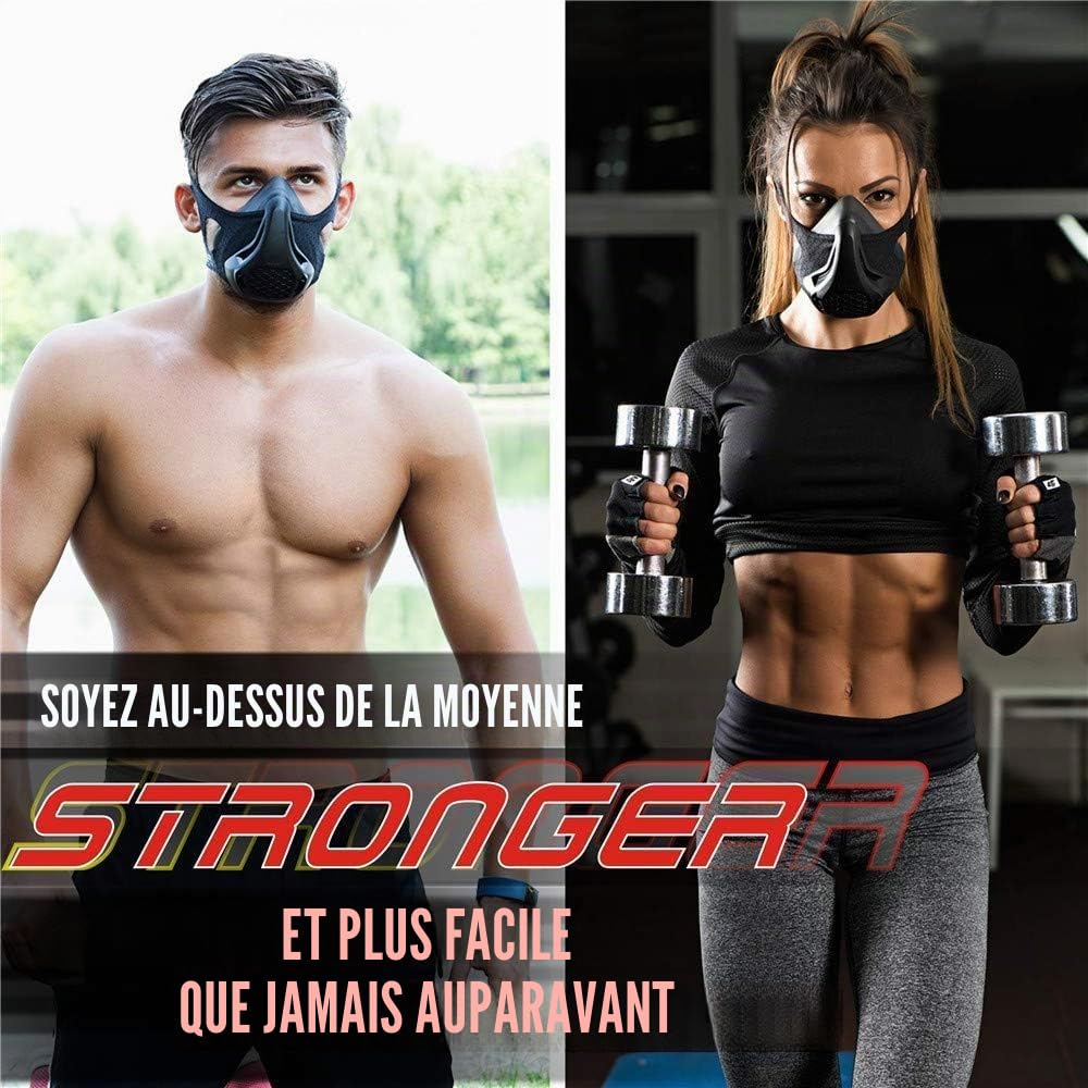 Masque d'entraînement haute altitude, 24 niveaux de résistance respiratoire, noir, équipement d'entraînement cardio ultime fitness