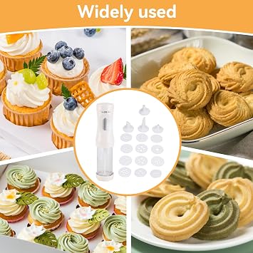 Cookie Press Gun Kit for Baking, Electric Cookie Press Gun Press Cookie Maker with 9 Cake Discs and 1 Icing Tip Baking Tools for Cookie Cake Decorating