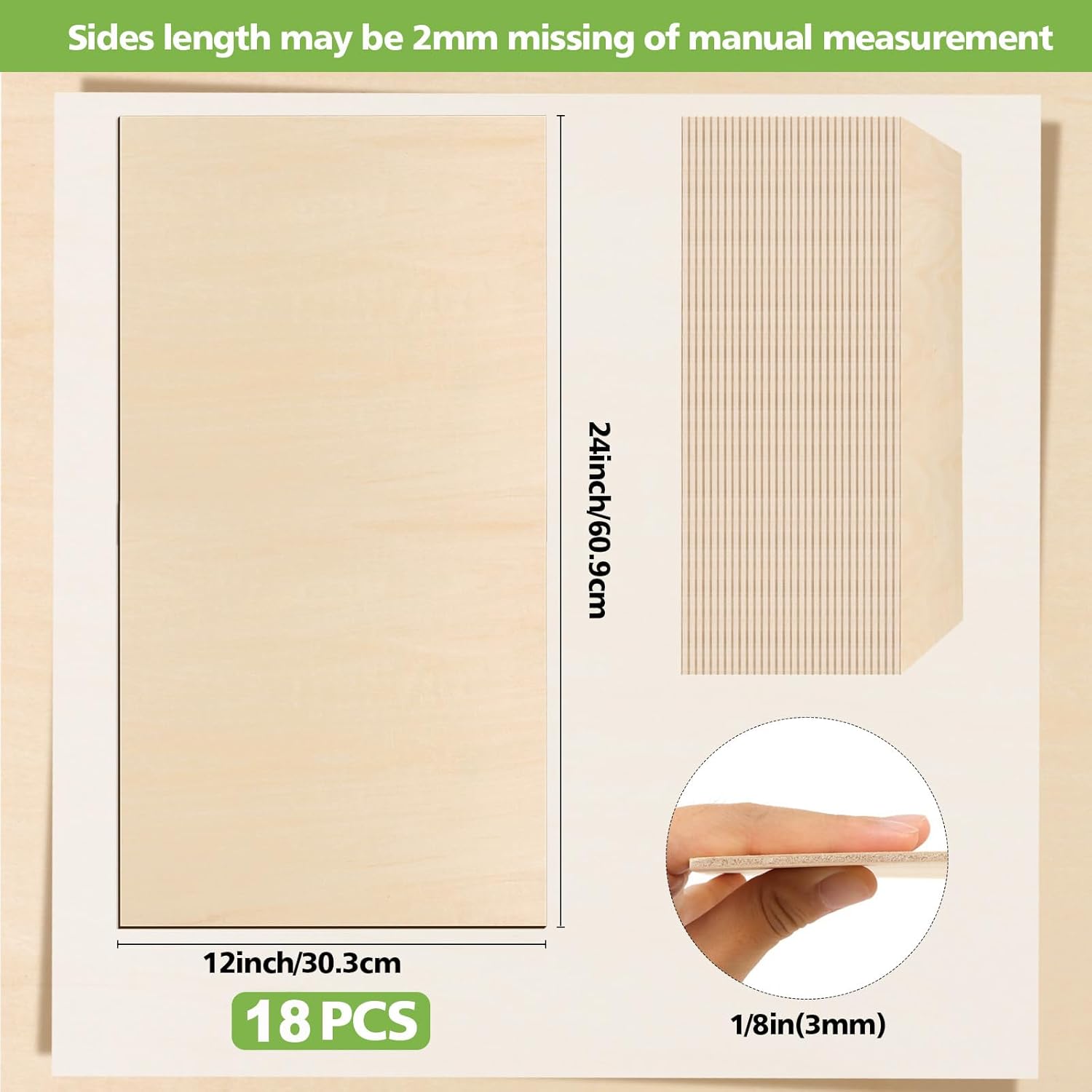 18PCS Basswood Sheets 12 x 24 x 1/8" Plywood Sheets, 3mm Basswood for Laser Cutting and Engraving, 1/8 Laser Cutter Wood Sheet Laser Engraving Blank for Wood Burning and Architectural Models