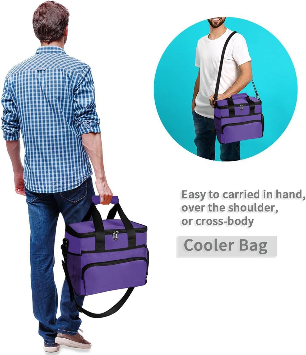 Dark Purple Lunch Box for Women Men Adults Insulated Lunch Bag Large Cooler Bag Lunchbox Lightweight Lunch Containers Bags Boxes for Work Picnic Office Hiking Beach Travel
