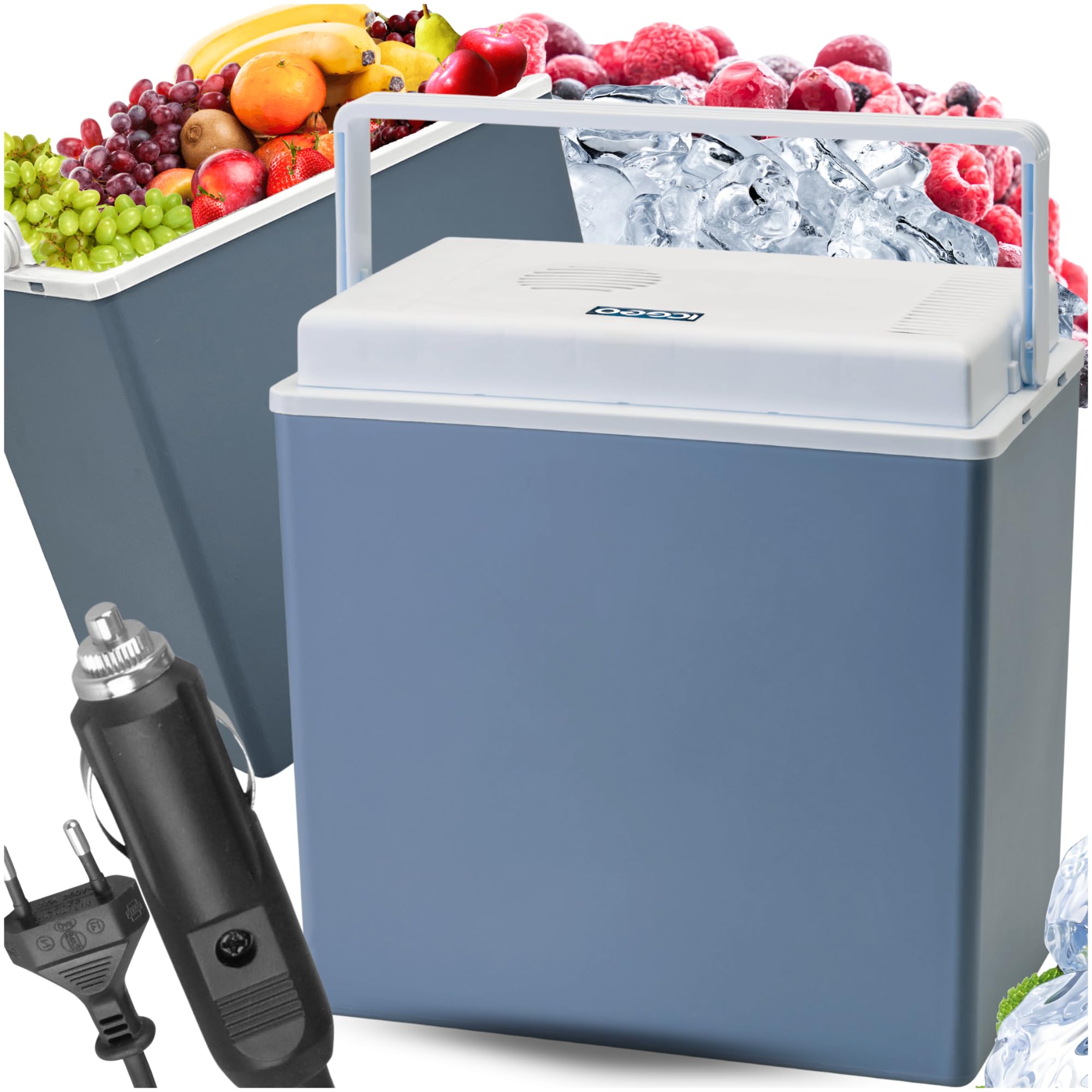 Elektrische Kühlbox 24L – Thermobox, Eisbox, Camping Kühlschrank, Kühltruhe, 12V/230V für Auto, Steckdose, Wohnmobil, tragbar, leise, kühlt & wärmt, für Reisen & Picknick, Made in EU - Kamai Coolbox