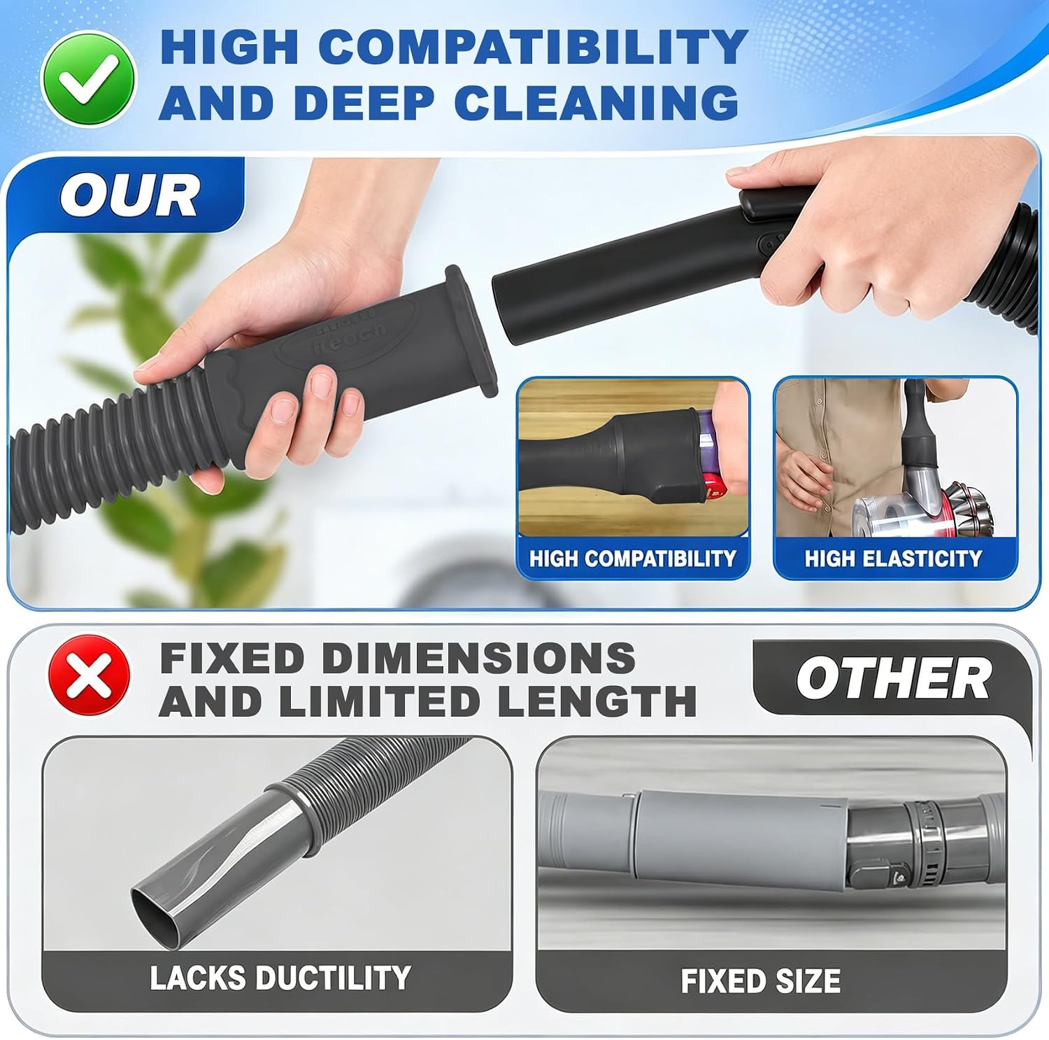 PetOde 5Pack Dryer Vent Cleaner Kit, Universal Vacuum Hose Attachment Black image 2