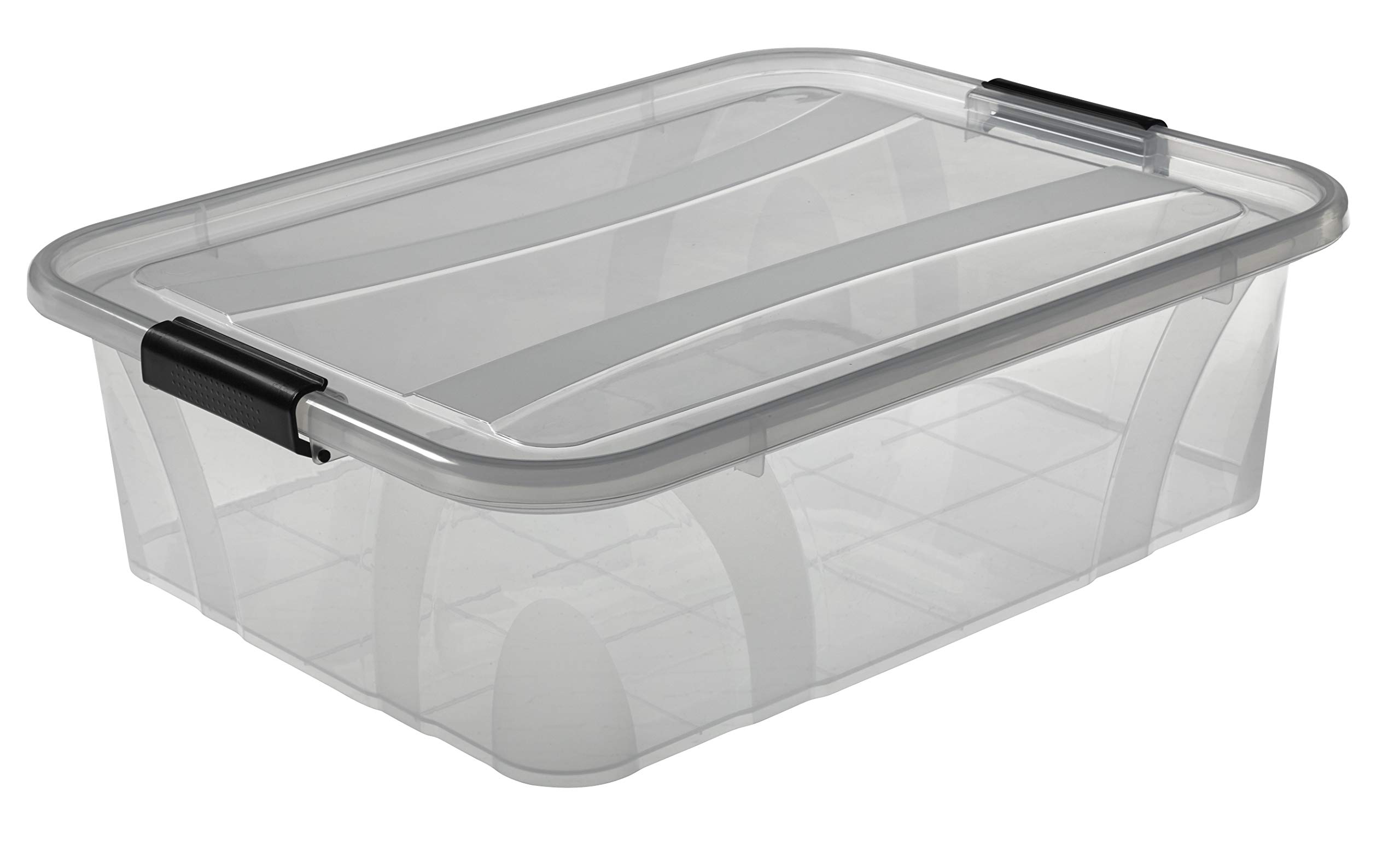 Logiplast 5 Stück Aufbewahrungsbox transparent 21 Liter mit Deckel und Klickverschluss 510 x 385 x 148 mm