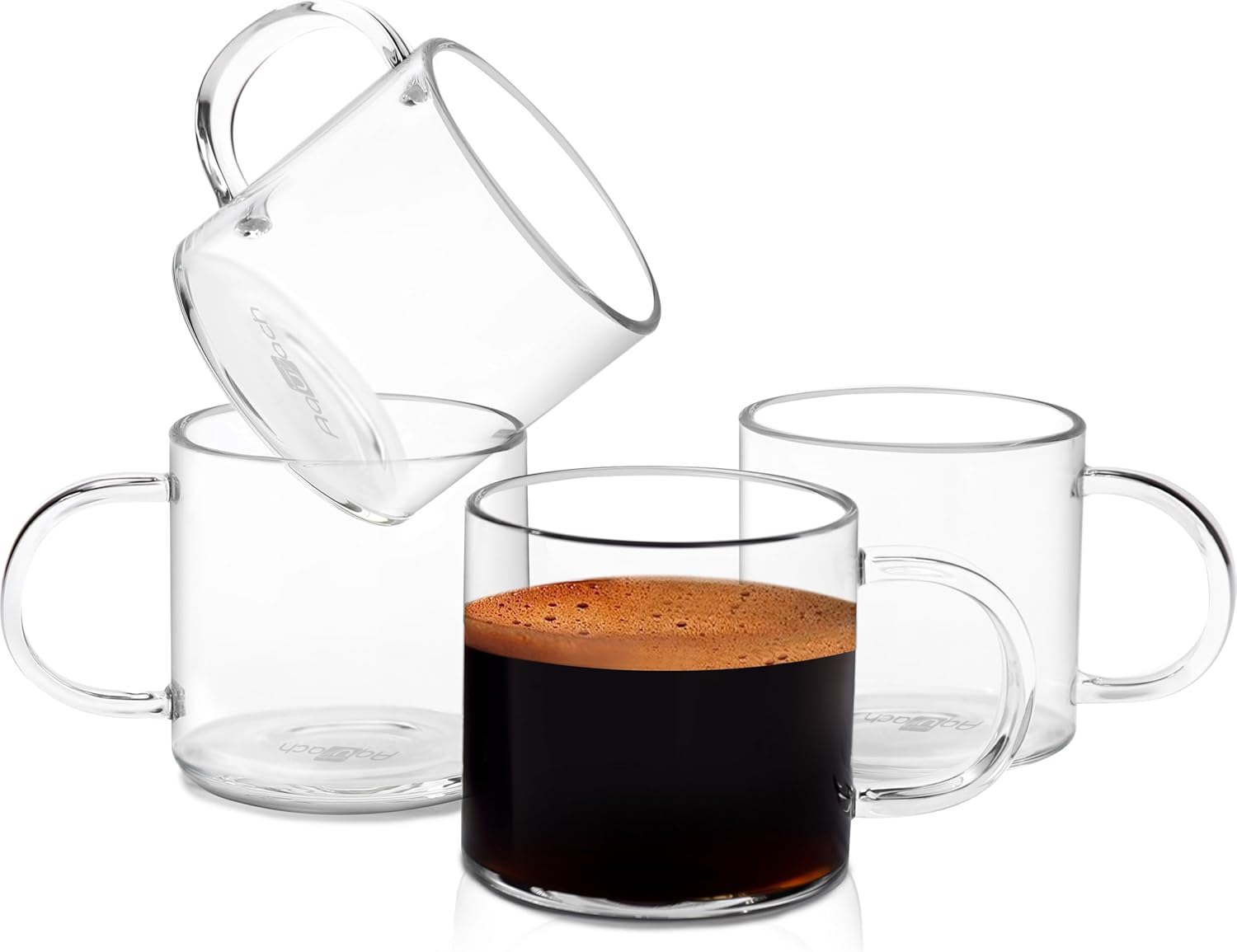 Aquach Coffee Glass Mugs Set of 4, 12 oz