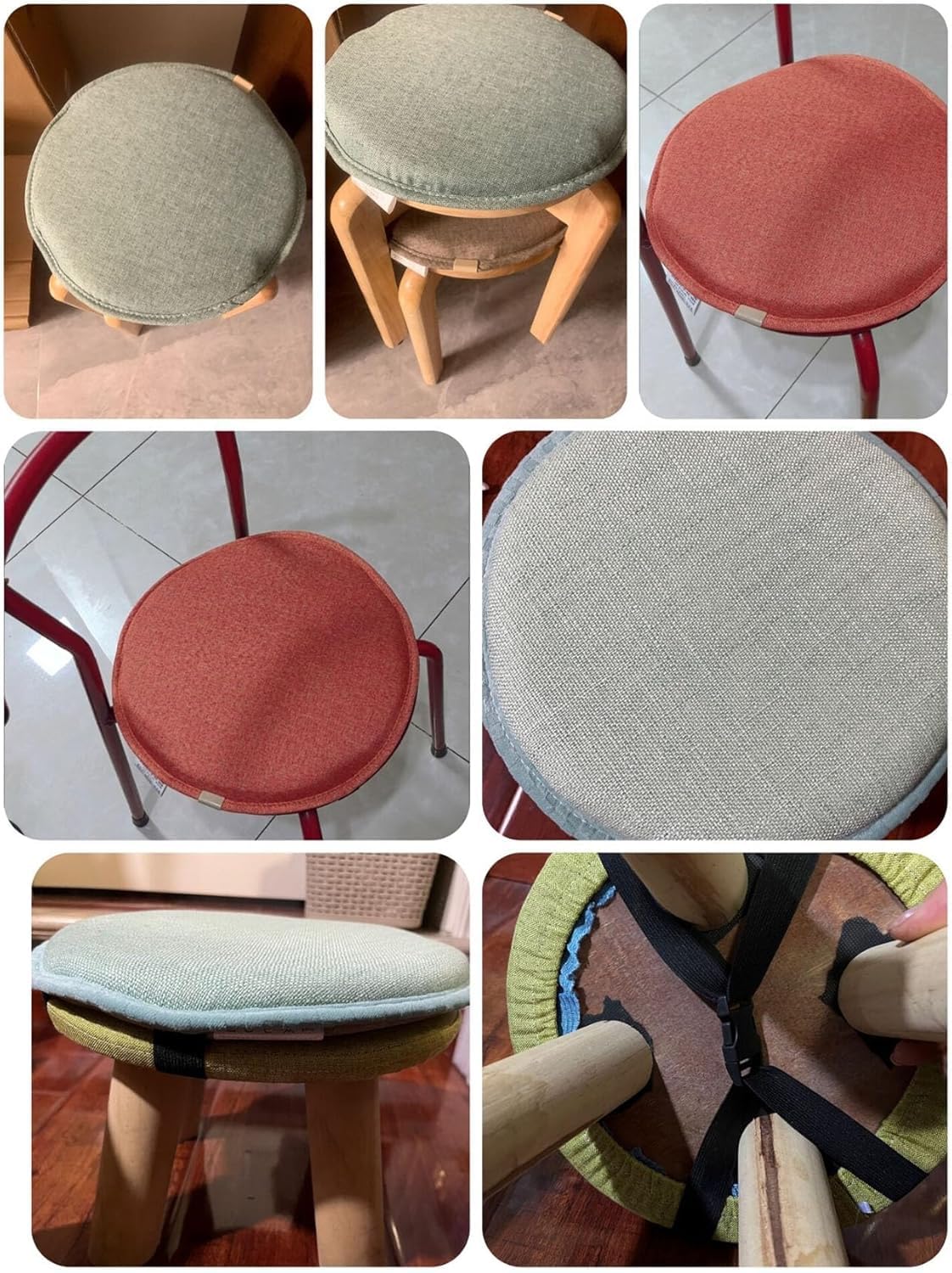 Lot de 4/6/2 Coussins de Chaise de Cuisine Ronds avec Attaches, diamètre 30 cm/33 cm/35 cm/40 cm/45 cm, for chaises de Salle à Manger, extérieur, Jardin, Cuisine, Bureau, Salon(I,6PCS-40CM)