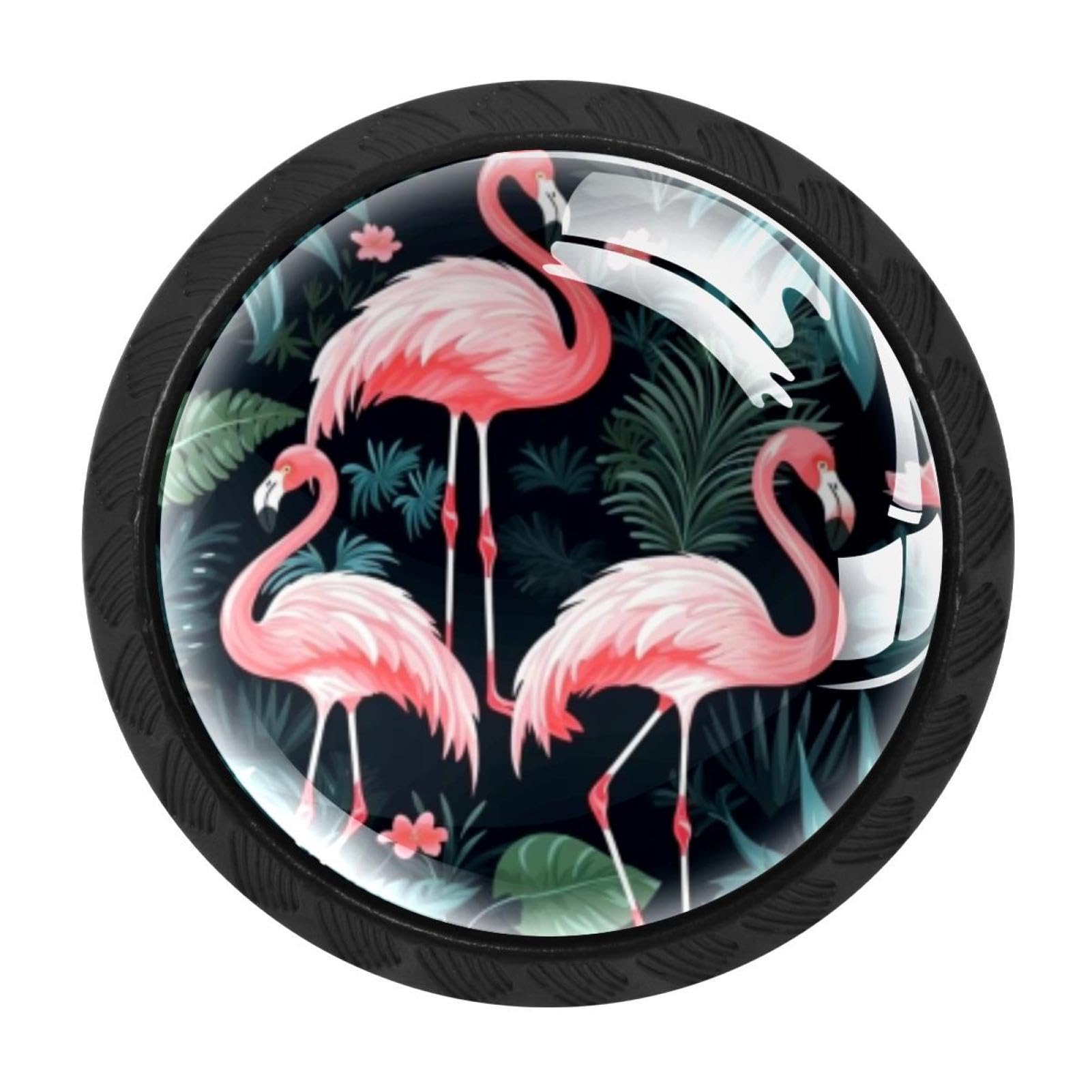 Chenzzzz Multicolored 07 4 Pack Cabinet Handles Flamingo Rainforest Kitchen Drawer Pulls Furniture Door Handles For Cupboard Bedroom Wardrobe