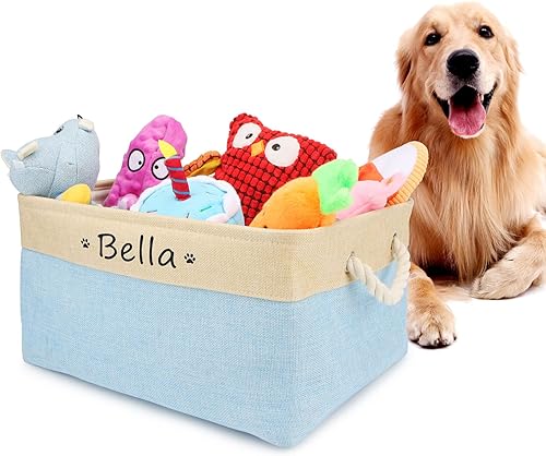 Miniatura 21 de Cesta de almacenamiento personalizada de juguetes para perros, cesta plegable personalizada con nombre de la mascota, caja organizadora