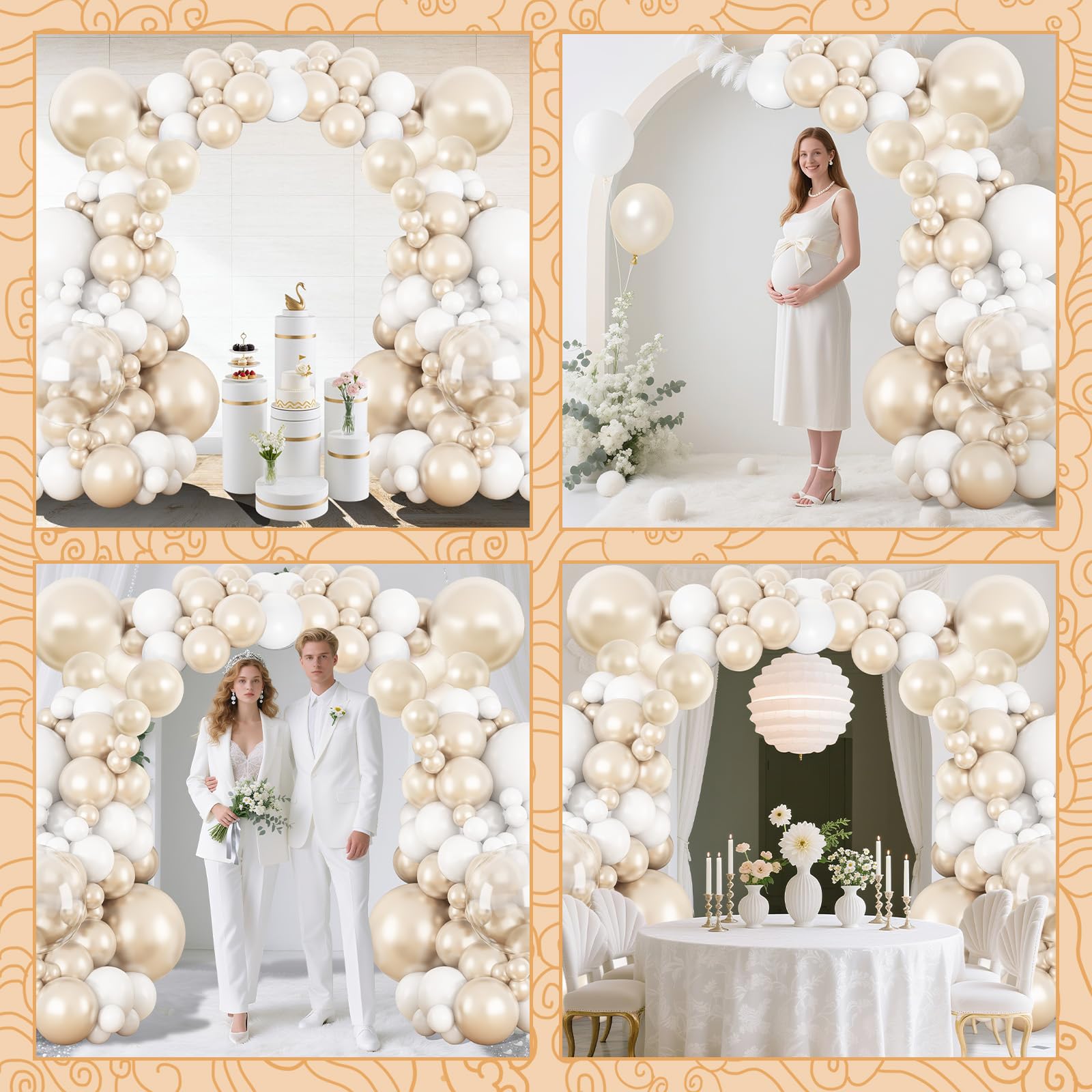 Kit de arco de globos blanco perla