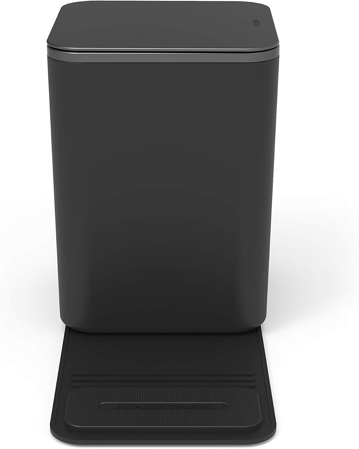 Ninestars 0.79 Gallon Mini Trash Can, 3L Portable Car Garbage Can with Push Top Lid, Leak-Proof Compact Plastic Waste Can for Vehicle, Office, Bedroom, Black