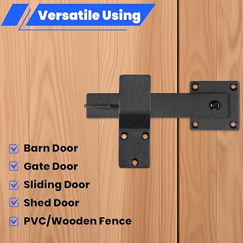 Miniatura 7 de Paquete de 4 pestillos de puerta corrediza para puerta de granero, pestillo de puerta corrediza para valla, puerta de cobertizo, puerta de granja,