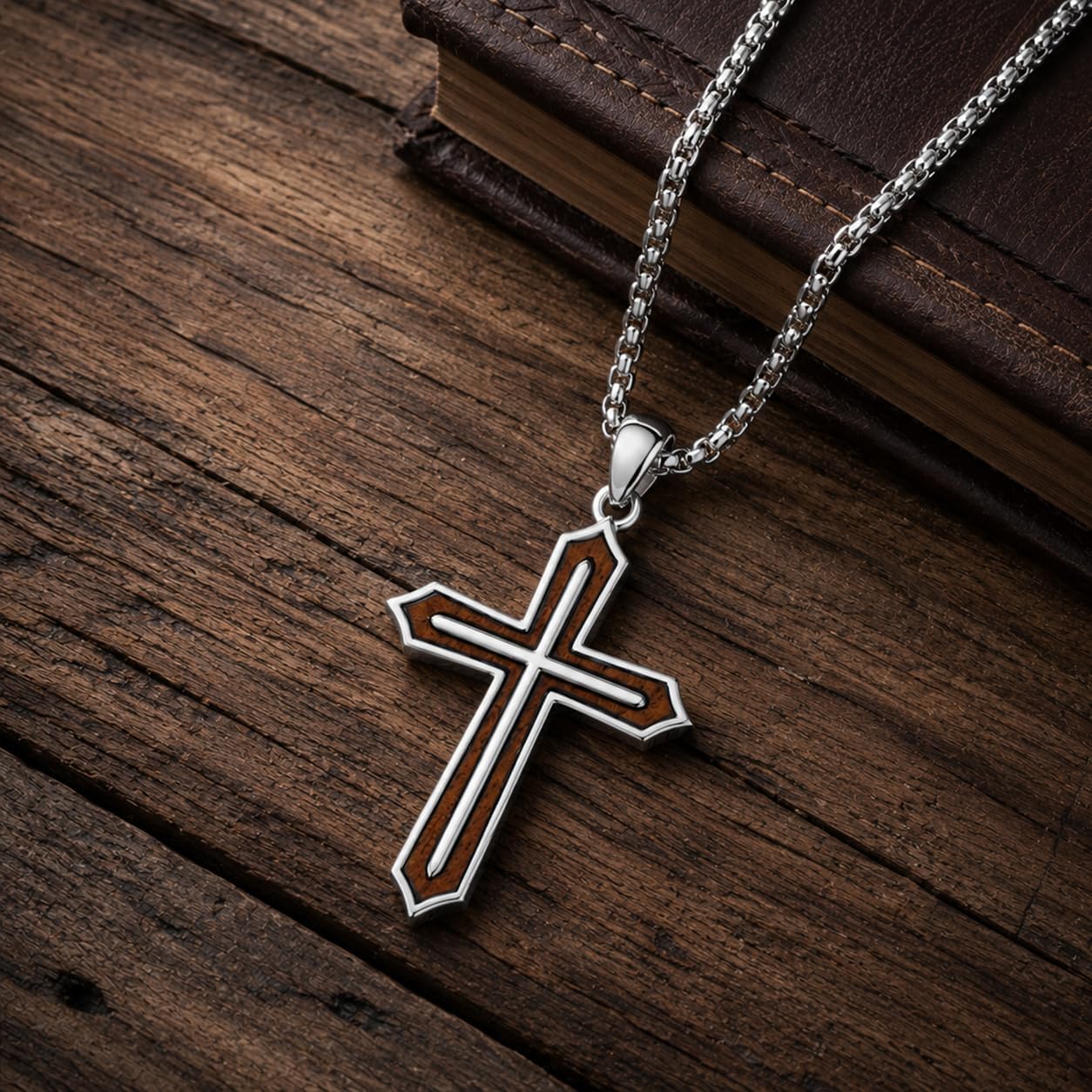 Black Cross Necklace Spiritual Warrior Protection Pendant for Men Modern Jewelry
