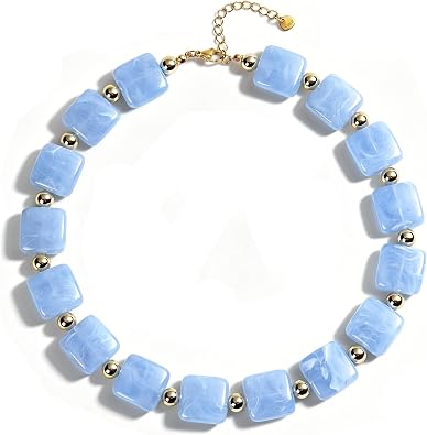 DHQH Colorful Chunky Beaded Necklaces for Women, Unique Resin Beads Boho Statement Choker, Mothers Day Birthday Gift for Mom Teacher Aunt