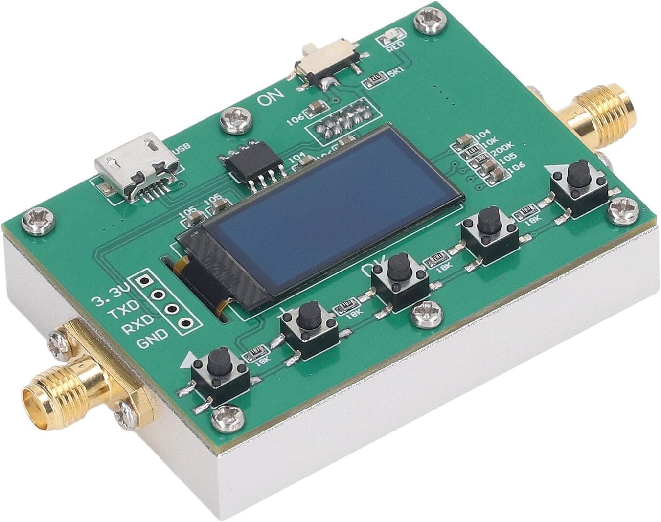 Digital RF Programmable Attenuator Module with CNC Case LF - 6GHz Working Frequency 31.75dB Range 0.25dB Step Size and Organic Light Emitting Diode Display for Signal Control