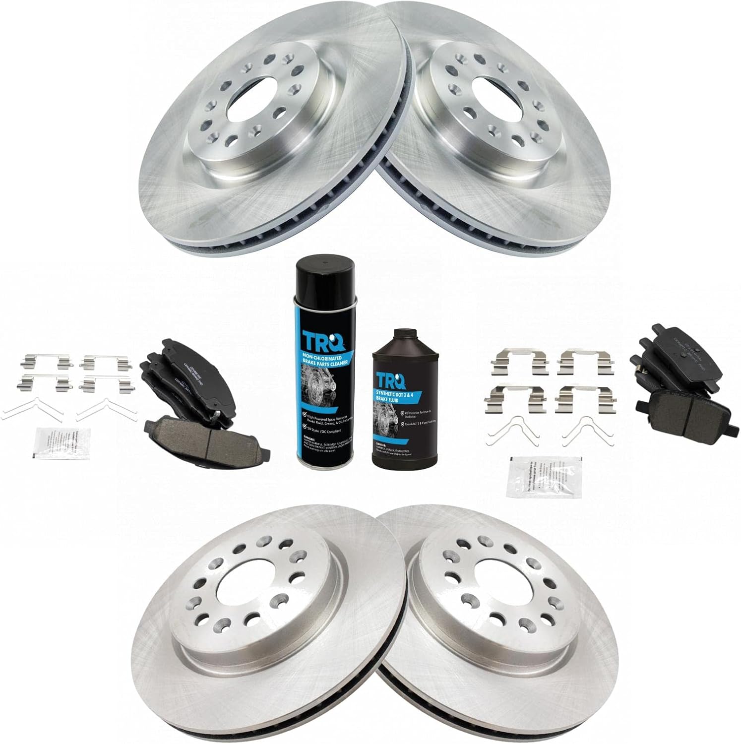 TRQ Front and Rear Brake Pad & Rotor Kit Brake Chemical Kit Brake Pads Brake Rotor Ceramic Compatible with 2018-2019 Buick Enclave 2017-2020 Cadillac XT5 2020 XT6
