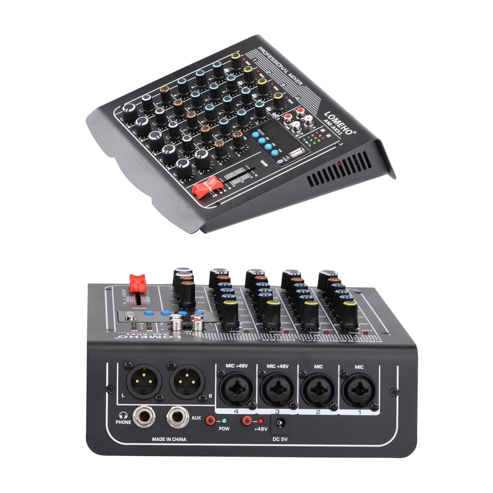 Mikser audio, Mikser audio Lomeho 4 mono 1 stereo 6 kanałowy Bluetooth USB Odtwórz rekord karaoke DJ Party School Meeting Family Church AM-AKS1