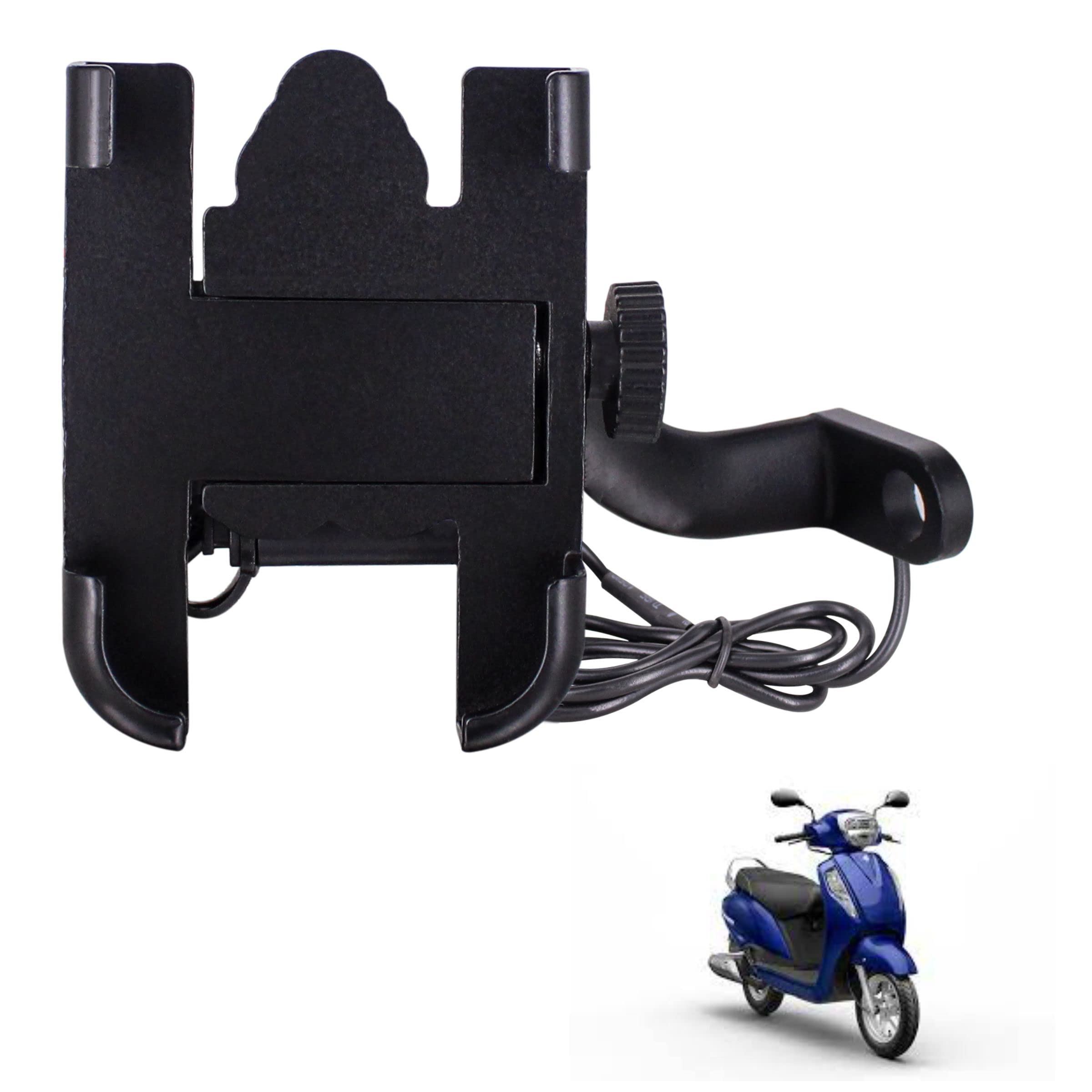 Asryd CNC Bike Mount Holder for Navigation 360 Degree Rotating Handlebar Metal Body Cradle Stand Fits for All Smartphones (CNC Metal Holder with USB Charger) for Suzuki Access 125 (Pack of 1Pcs)-image-14