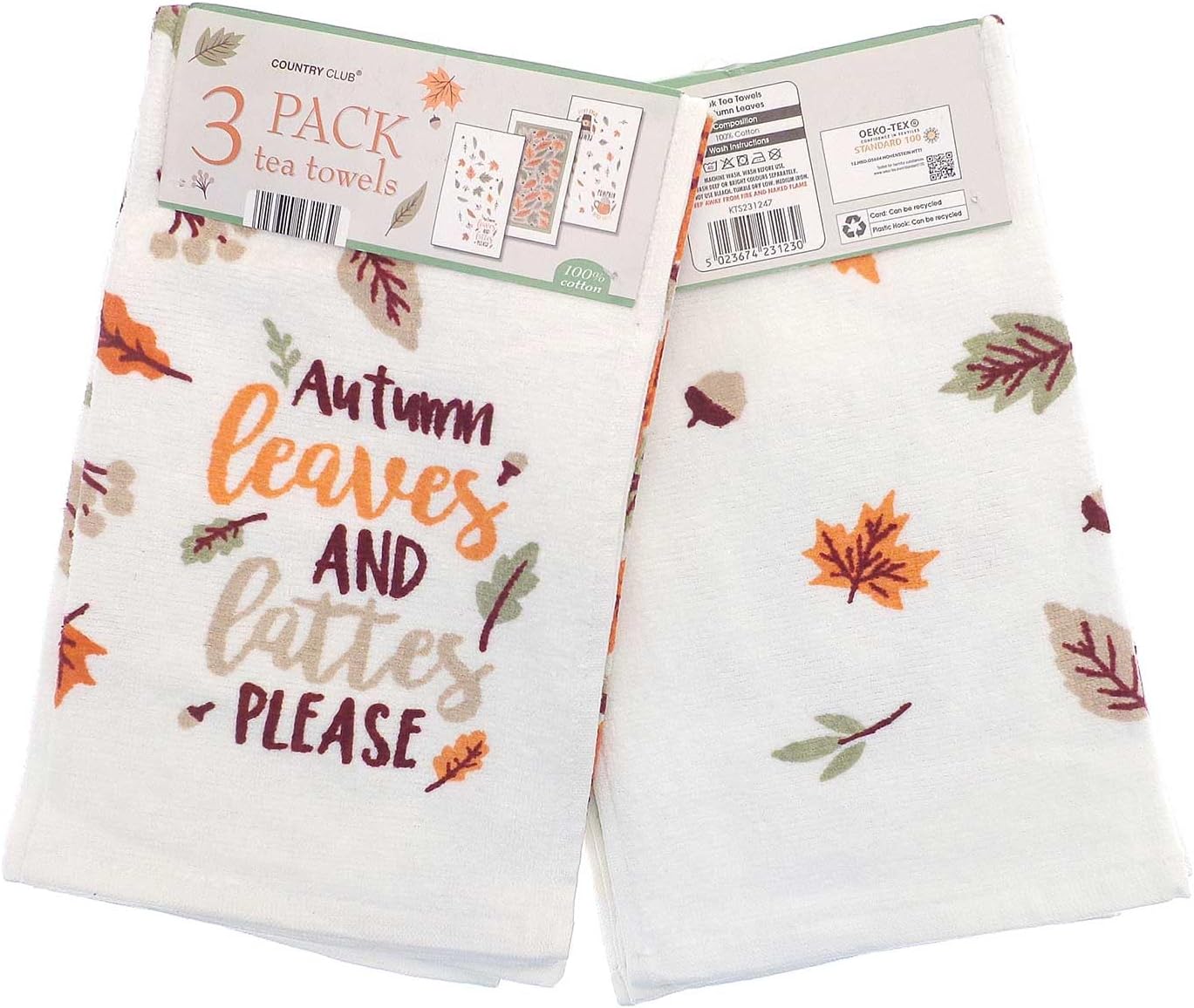 PACK OF 3 Tea Towels 100% COTTON Country Kitchen Cloths Tea Towels £6