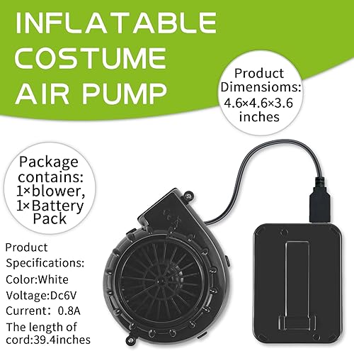 Miniatura 9 de 2 paquetes de mini ventilador de Halloween para disfraz de dinosaurio, juegos inflables, ropa, trajes de fiesta de cosplay