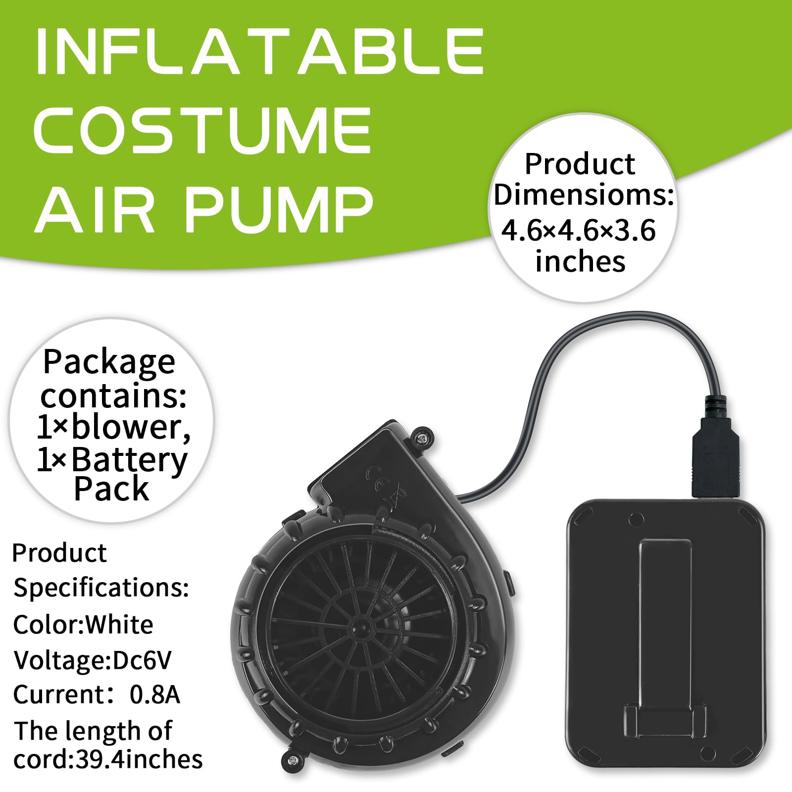 Inflatable Battery Pack Mini Blower Fan For Inflatable Costumes - USB ...