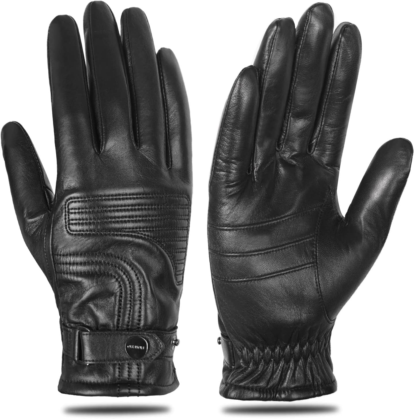 FIORETTO Men’s Chrome-Free Leather Driving Gloves Warm Cashmere Lined Touchscreen Winter Gloves M200814