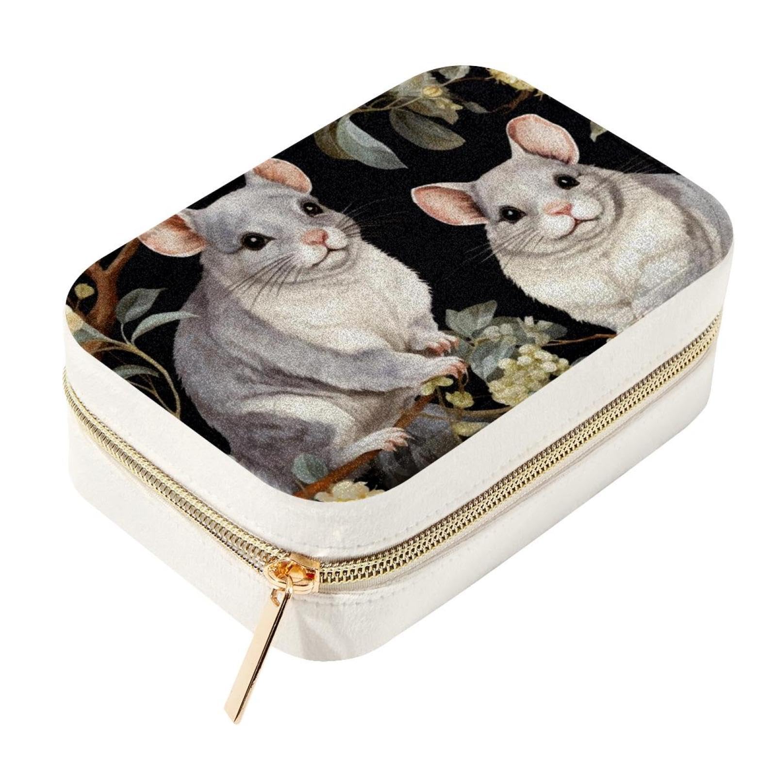 Support à bijoux de voyage en velours d'exception et rangement de bagues raffiné Chinchilla