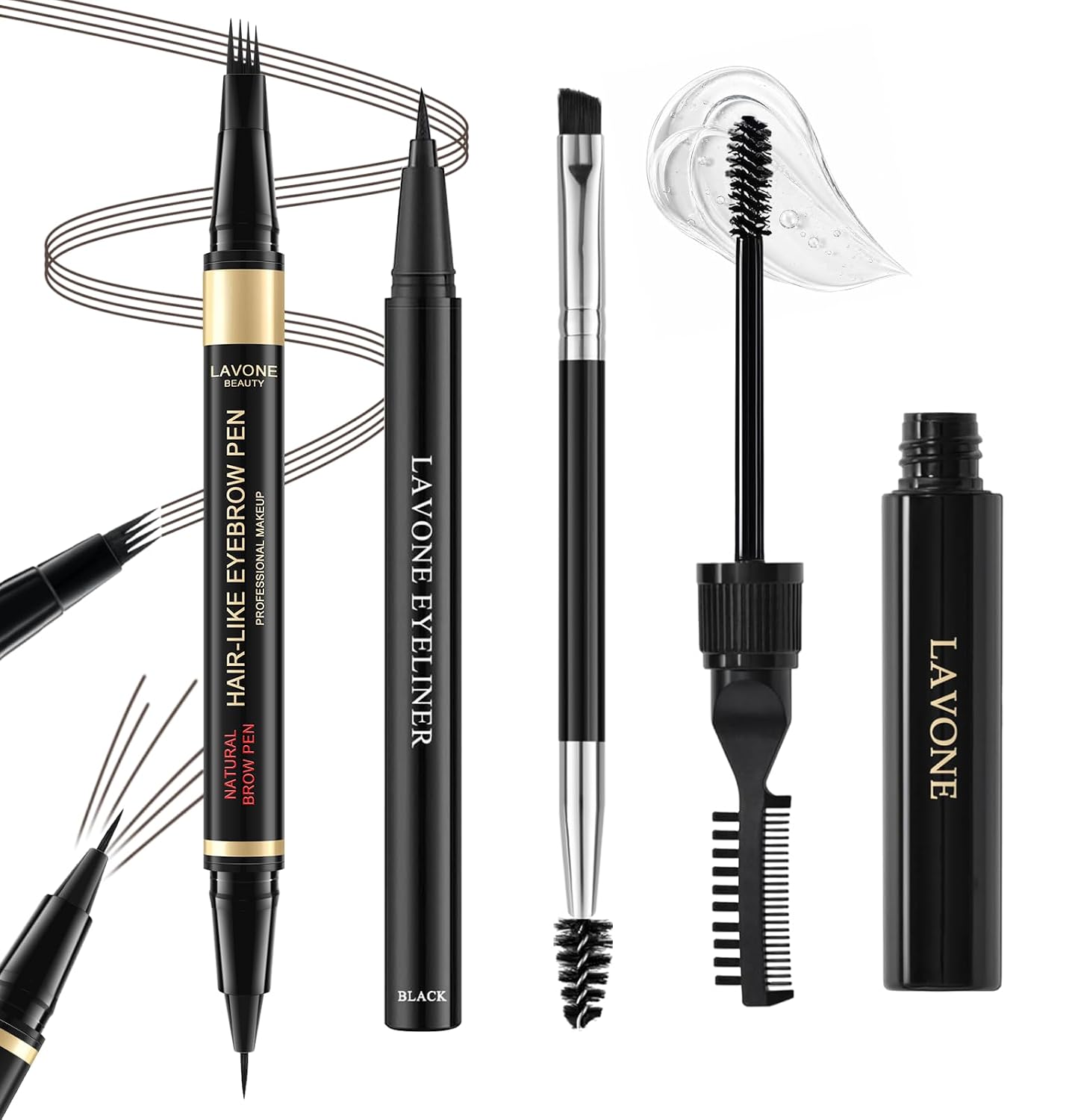 Eyebrow Makeup Kit,Waterproof Brow Pencil,Gel,Eyeliner-Brunette
