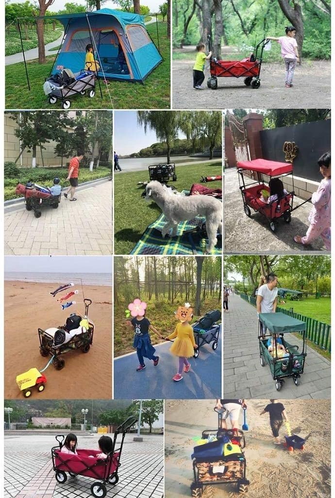 Carrito utilitario portátil – Carrito de jardín plegable resistente para uso al aire libre, carrito multiusos de almacenamiento y carrito de compras, apto para familias, ligero y fácil de transportar
