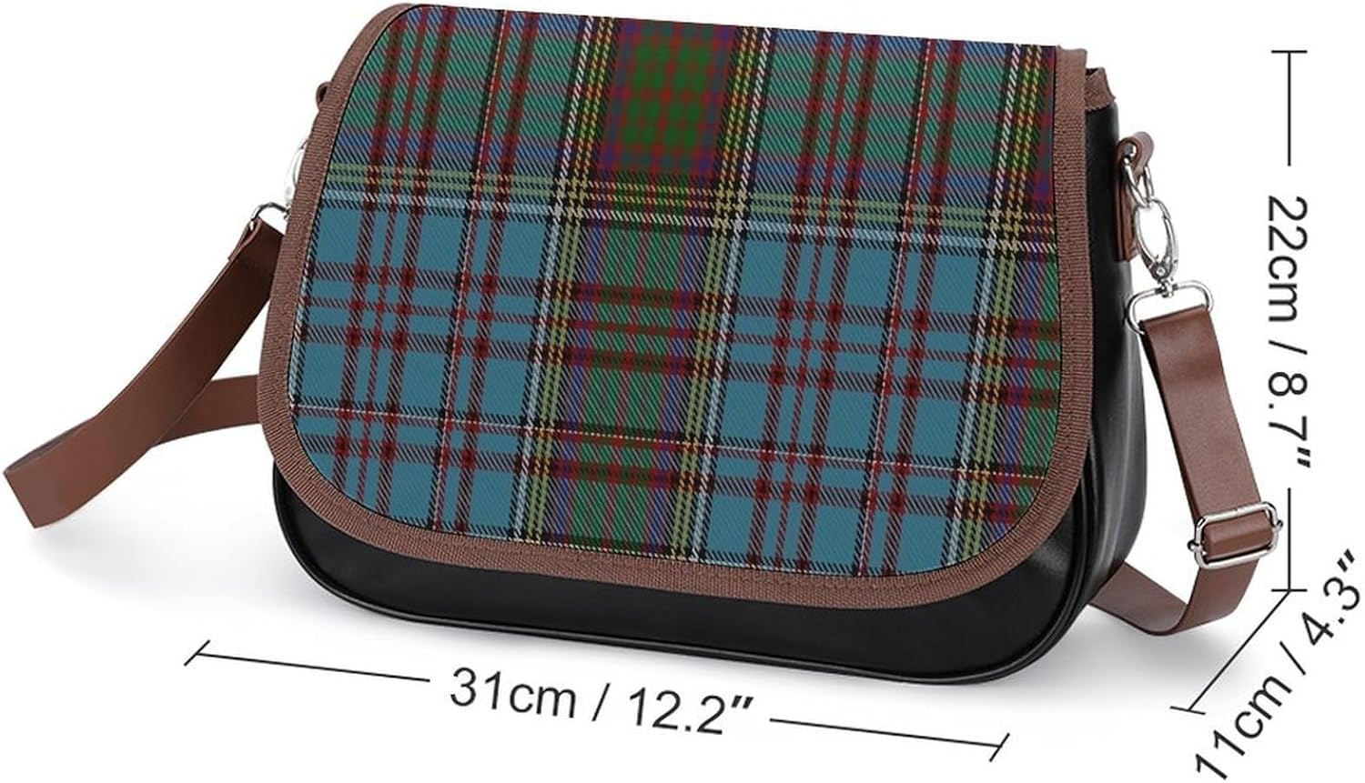 Anderson Clan Family TartanWomen's Faux Leather Crossbody Bag, Waterproof Wrinkle-Resistant Shoulder Bag with Detachable Strap, Large Capacity Casual Handbag, Fashion Daily Purse for Shopping Work Dat