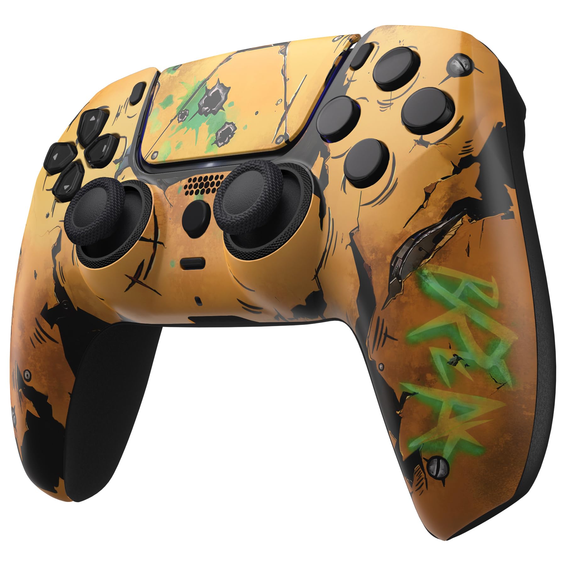 eXtremeRate Luna Cover per ps5 Controller Joystick,Shell Frontale Touchpad Ricambio,Scocca Ridisegnata&Anelli per ps5 Joypad BDM 010/020/030/040/050-Waste Land
