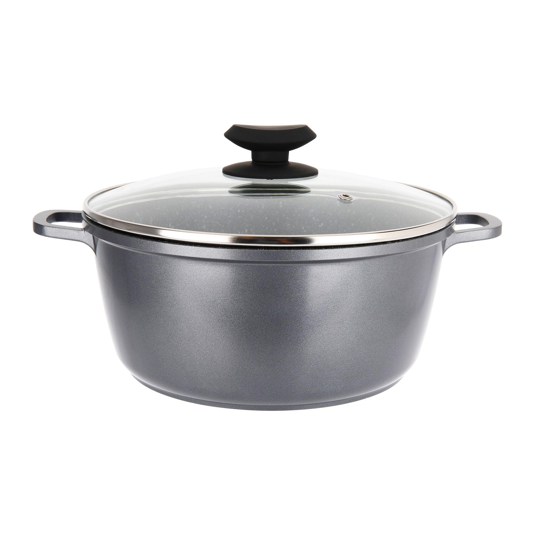 Sitram 714222 Rondel z odlewu aluminiowego Wnętrze z efektem kamienia Ø24cm H11cm - 2-warstwowa powłoka nieprzywierająca bez PFOA, szklana pokrywa parowa, uchwyty z odlewu aluminiowego - Wszystkie