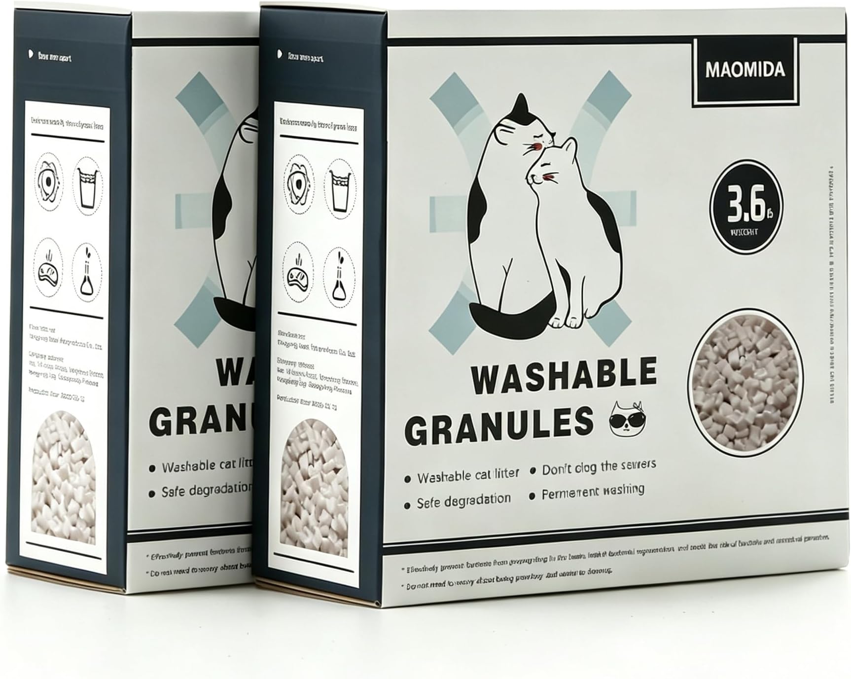 Cat Litter Box Washable Granules Refills. Compatible to Cat Genie Refills. Great for cat Toilet Training kit. Compostable and Flushable. 7.2lbs Package