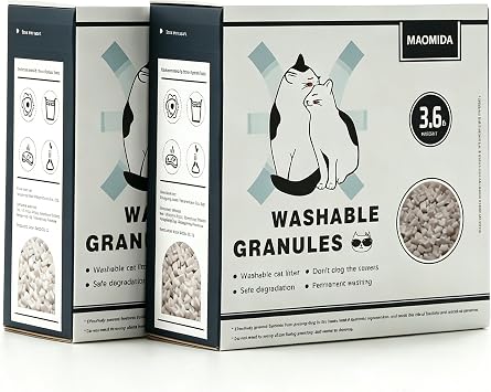 Cat Litter Box Washable Granules Refills. Compatible to Cat Genie Refills. Great for cat Toilet Training kit. Compostable and Flushable. 7lbs Package